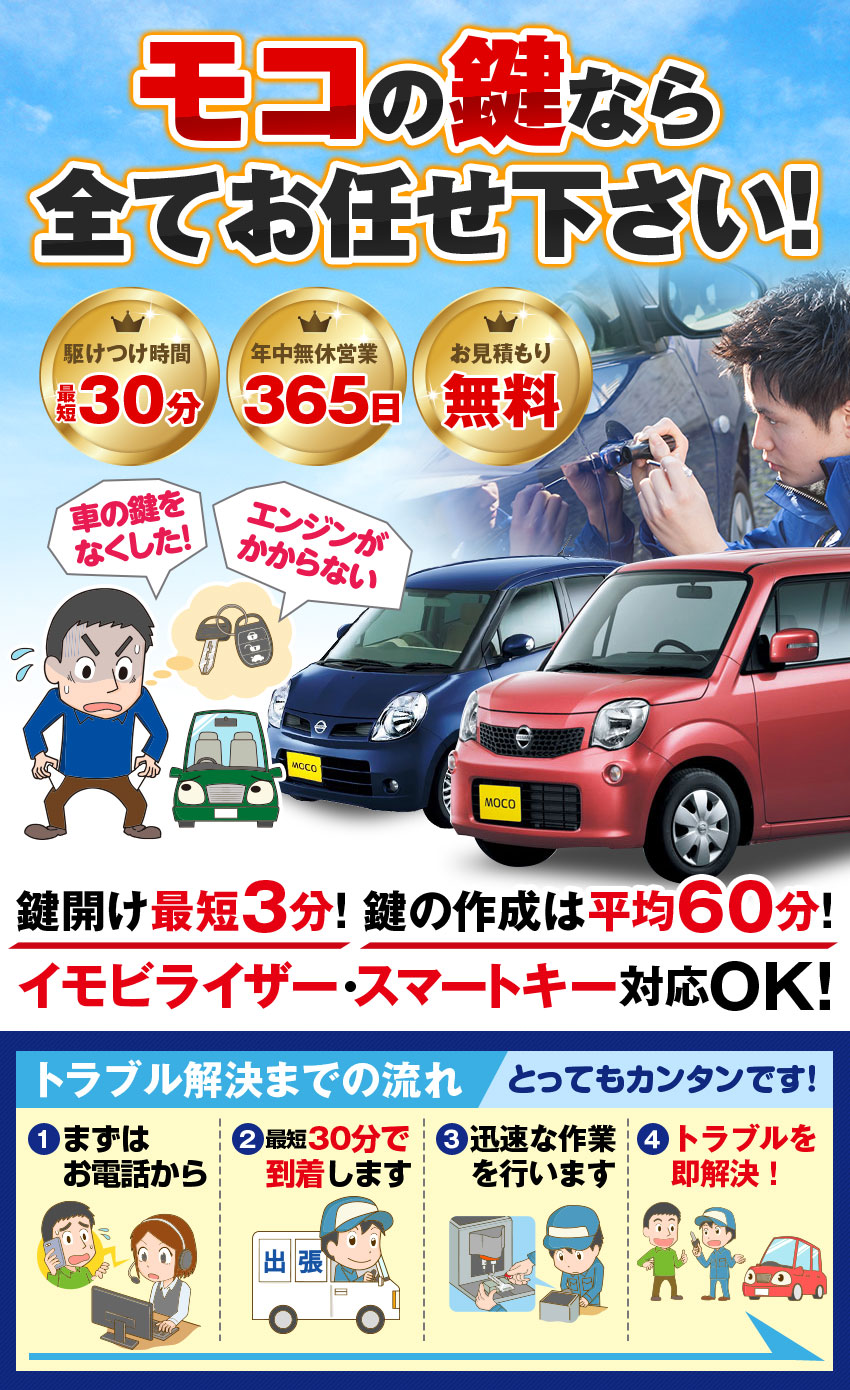 日産モコ】鍵の紛失インテリジェントキー作成 | 鍵屋の緊急隊