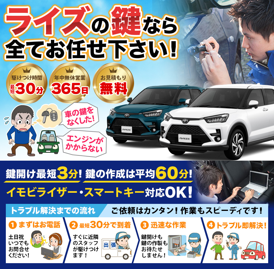 【阪南市】トヨタ RAIZEの紛失した車の鍵の作成の画像