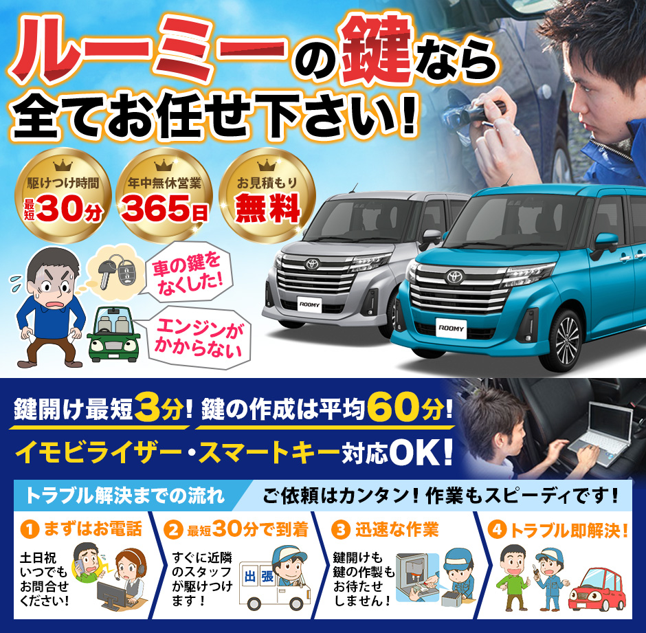 【名取市】トヨタ ルーミーの紛失した車の鍵作成の画像