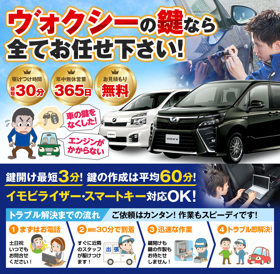 【高槻市】トヨタ「ヴォクシー」 車の鍵開錠の画像