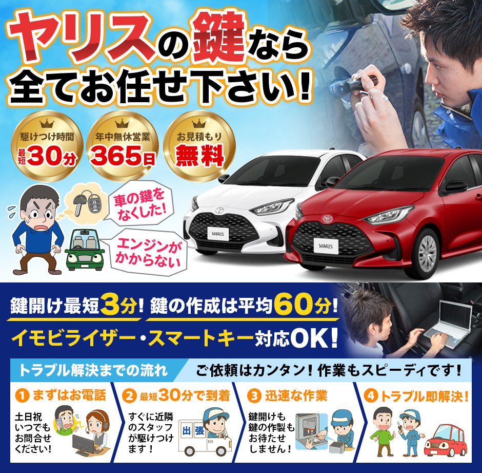 【池田市】トヨタ ヤリスのインロック開錠の画像