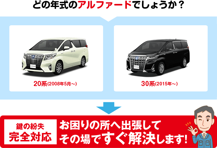 アルファードの鍵紛失(スマートキー・イモビライザー対応) | 鍵屋の緊急隊