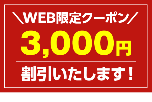 web限定クーポン三千円割引いたします