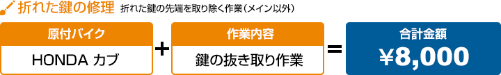 折れた鍵の修理 折れた鍵の先端を取り除く作業（メイン以外）