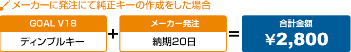 メーカーに発注にて純正キーの作成をした場合