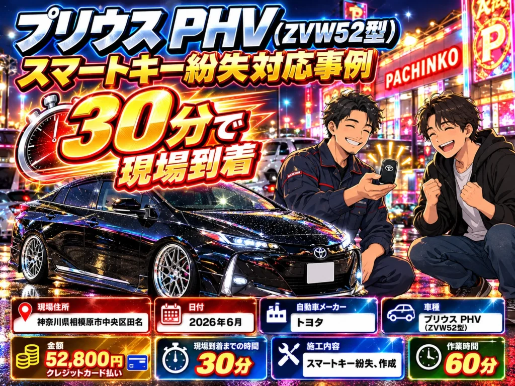 【神奈川県相模原市中央区田名】プリウスPHV（ZVW52）スマートキーを全部なくした！その日のうちに新しい鍵を作成  
