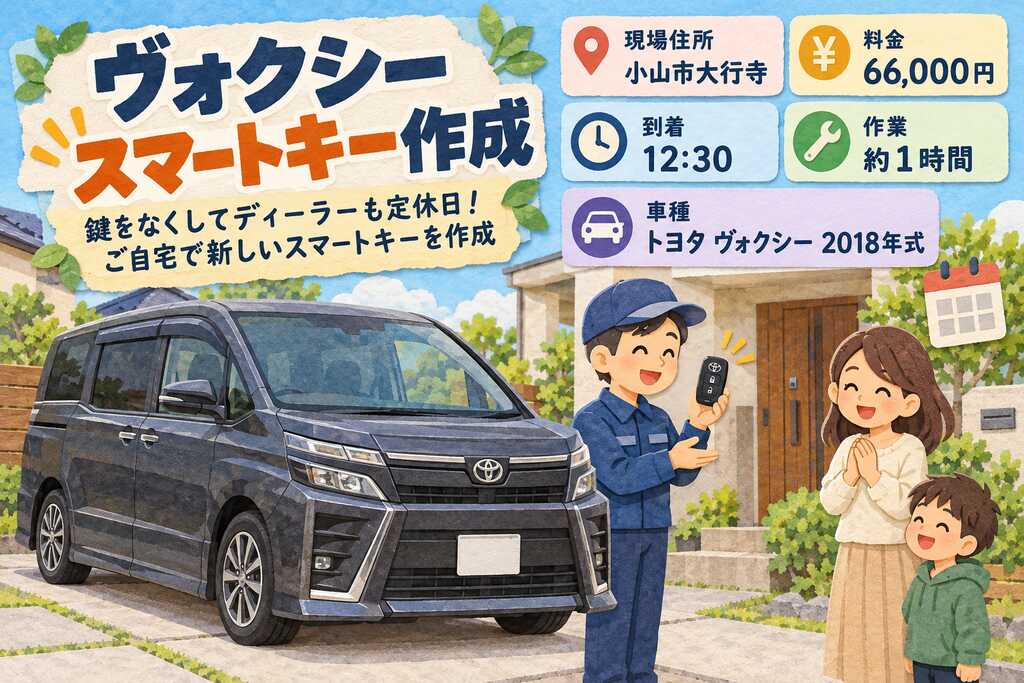 【栃木県小山市大行寺】ヴォクシー（DBA-ZRR80G）鍵をなくしてディーラーも定休日！ご自宅で新しいスマートキーを作成