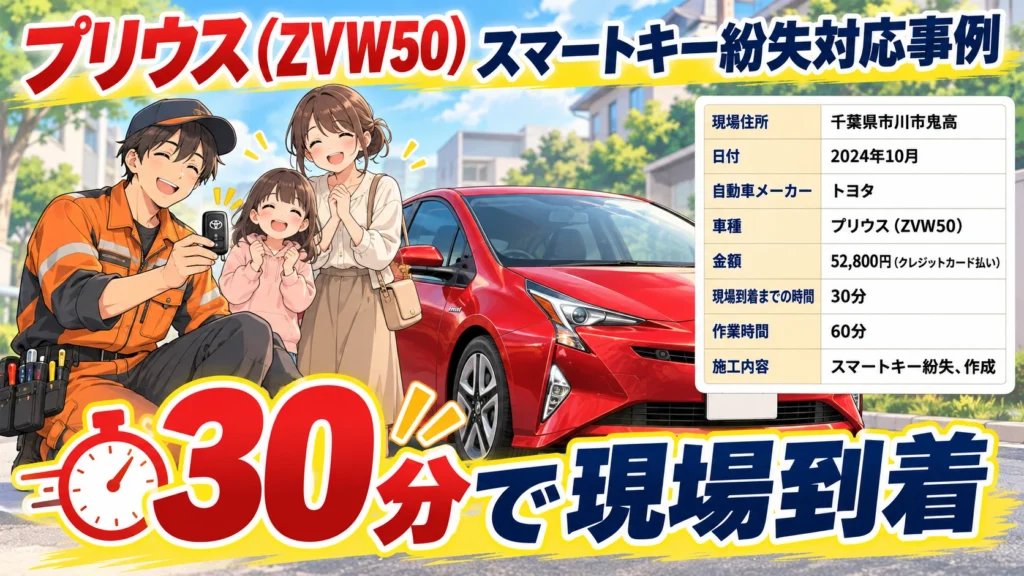 【千葉県市川市鬼高】プリウス （ZVW50）スマートキー紛失！急いで現場へ駆けつけ新規作成の画像イメージ