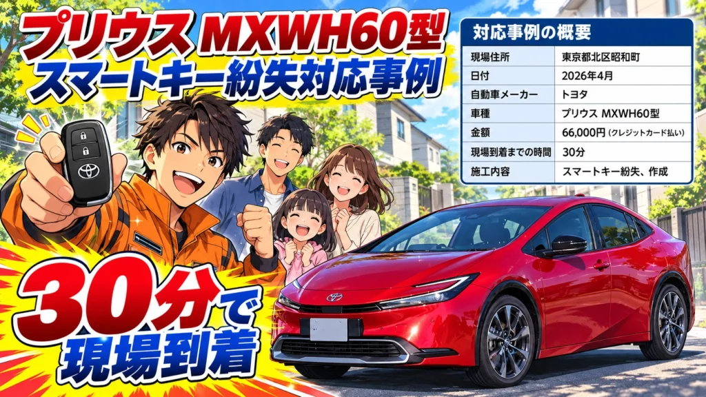 【東京都北区昭和町】プリウス（ MXWH60）キーを全部なくした！出張対応で新しい鍵を作成 の画像イメージ