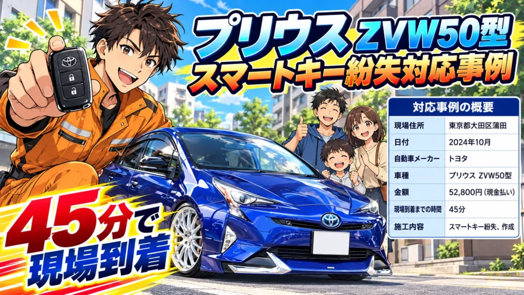 【東京都大田区蒲田】プリウス （ZVW50）スマートキーを紛失！1本もない状態から現地で新規作成  の画像イメージ