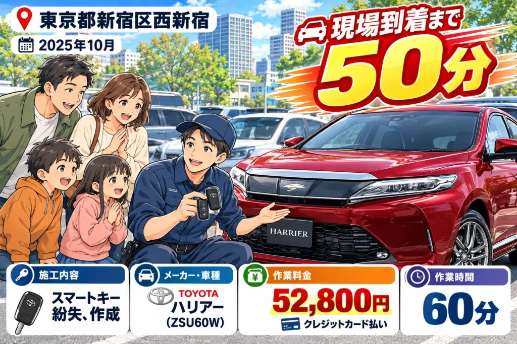【東京都新宿区西新宿】ハリアー （ZSU60W）のスマートキーが見つからない！出張してその場で作成 の画像イメージ