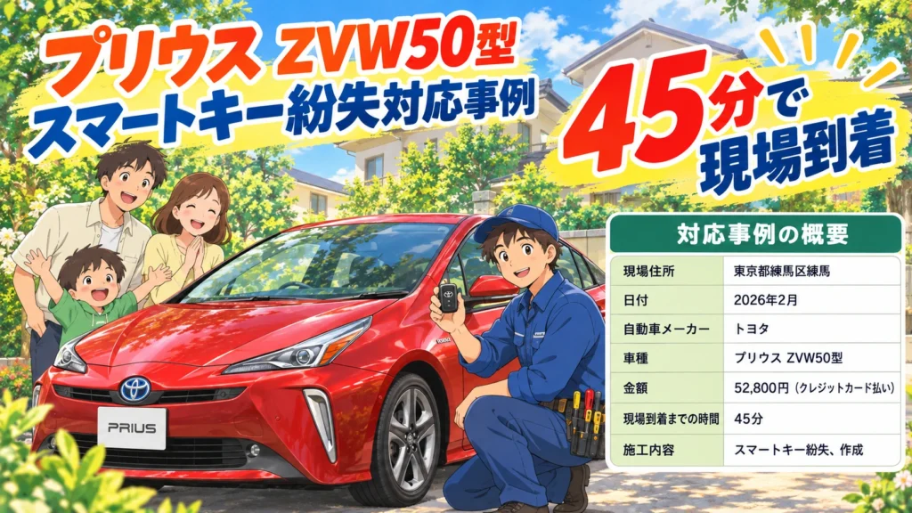 【東京都練馬区練馬】プリウス（ZVW50）の鍵が見つからない！1本もない状態から鍵を復旧  