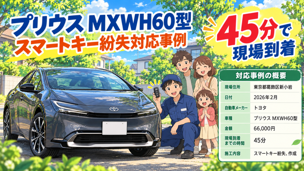 【東京都葛飾区新小岩】プリウス（MXWH60）の鍵をすべて紛失！鍵がなくても現地で新規作成