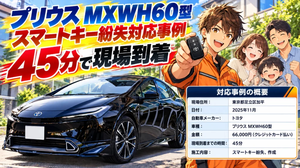 【東京都足立区加平】プリウス （MXWH60）スマートキー紛失で車が動かない！現地で新規作成  
