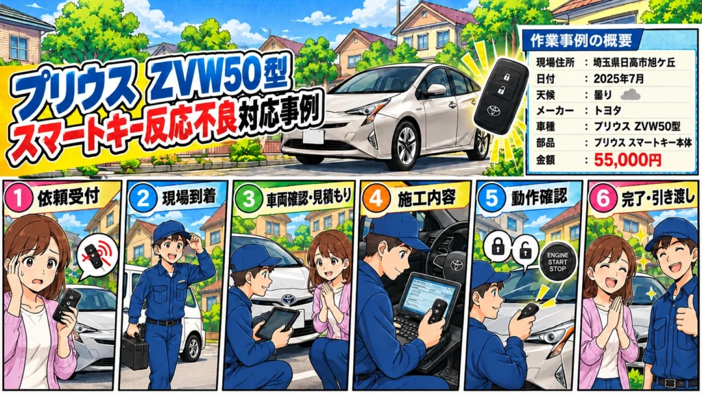 【埼玉県日高市旭ケ丘】プリウス（ZVW50）の鍵を紛失！1本もない状態から現地で新しい鍵を作成
