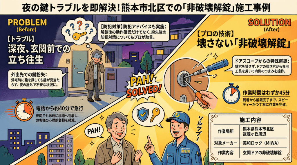 【熊本県熊本市北区武蔵ヶ丘】玄関の鍵を開けたいの画像イメージ