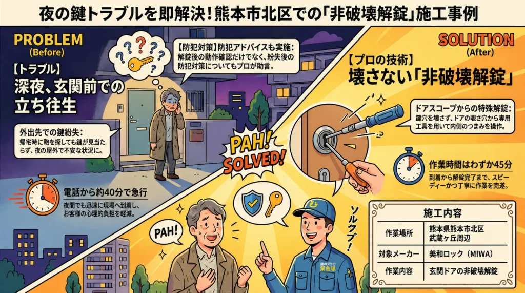 【熊本県熊本市北区武蔵ヶ丘】玄関の鍵を開けたいの画像イメージ