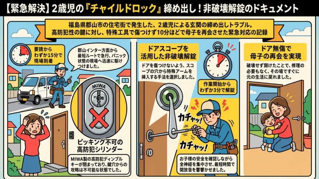 【福島県郡山市赤木町】玄関の鍵を開けたいの画像イメージ