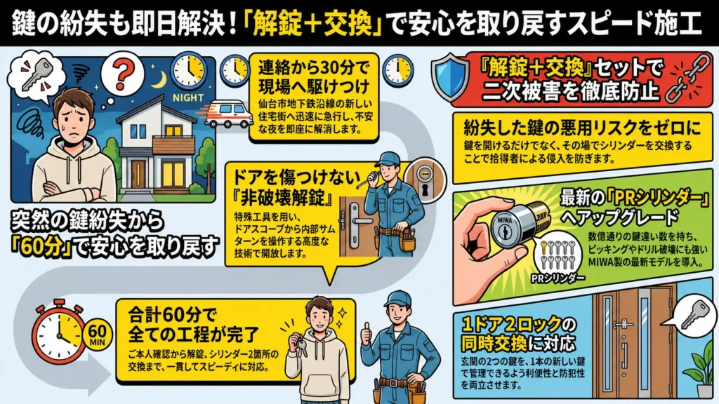 【宮城県仙台市若林区新井】玄関の鍵を開けたいの画像イメージ
