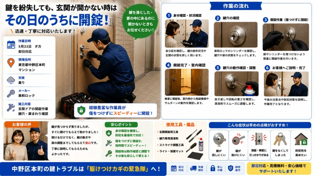 【東京都中野区本町】玄関の鍵を開けたい