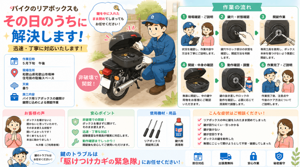 【和歌山県和歌山市鳴神】メットインを開ける事はできますか？