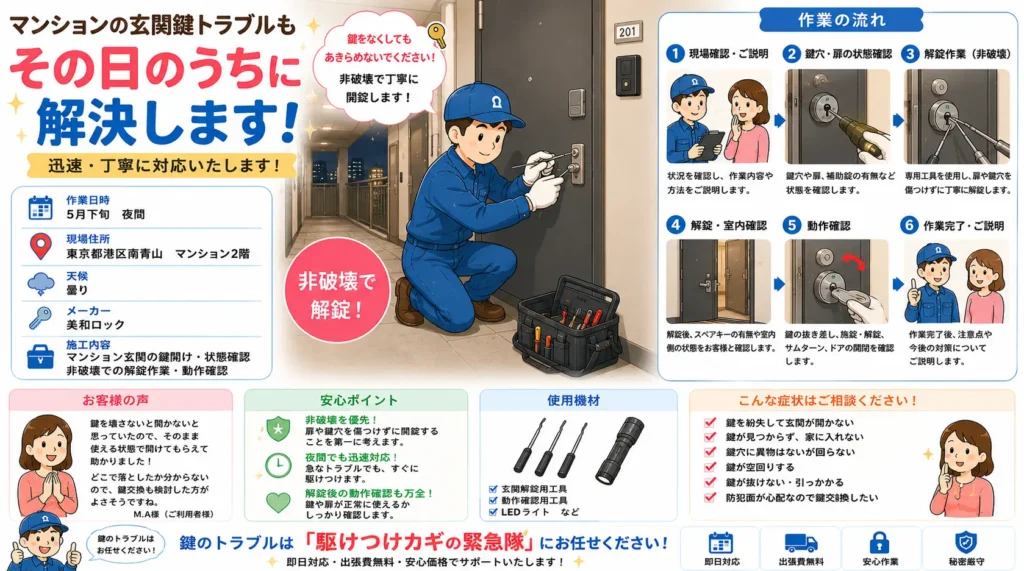 【東京都港区南青山】玄関の鍵を開けたいの画像イメージ