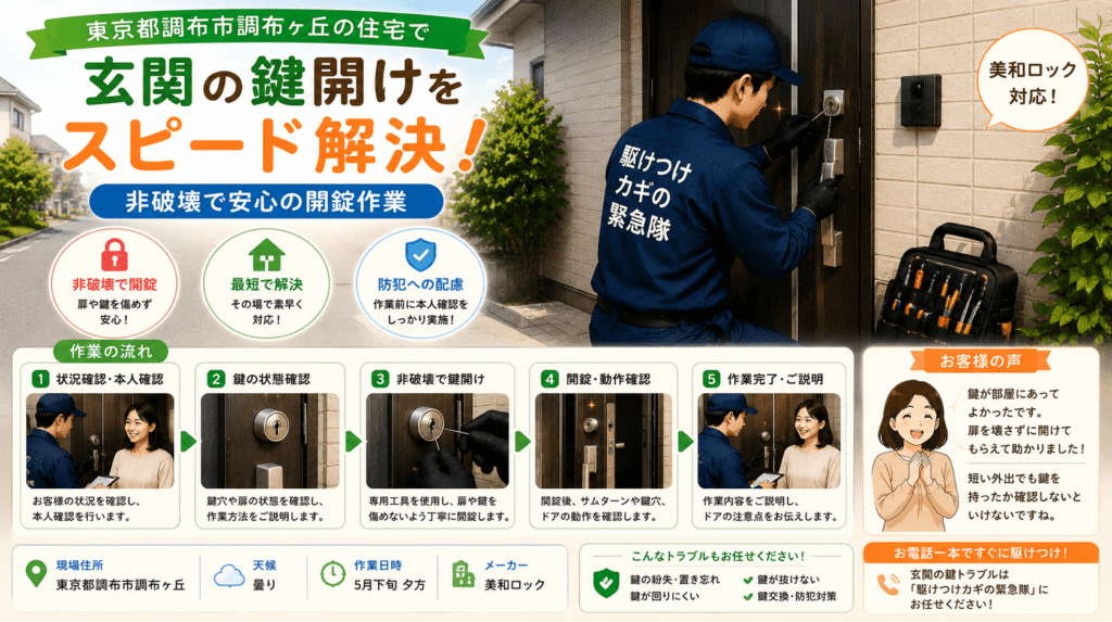 【東京都調布市調布ヶ丘】玄関の鍵を開けたいの画像イメージ