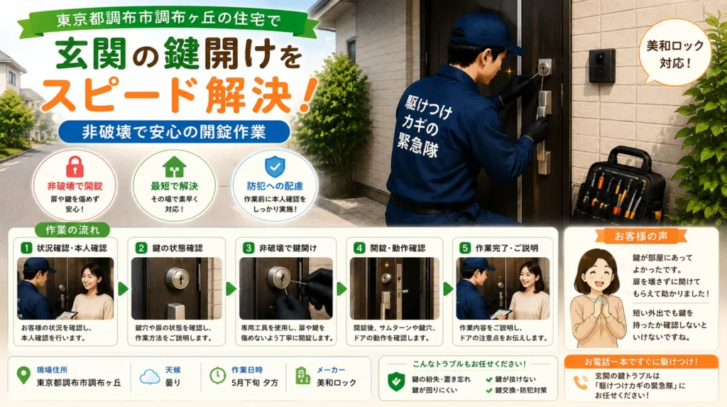 【東京都調布市調布ヶ丘】玄関の鍵を開けたい