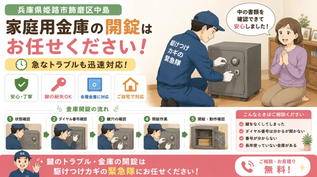 【兵庫県姫路市飾磨区中島】金庫のカギを開けたいの画像イメージ