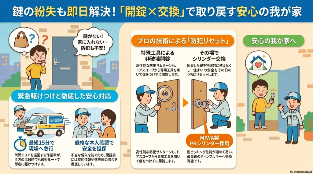 【埼玉県所沢市日吉町】玄関の鍵を開けたい
