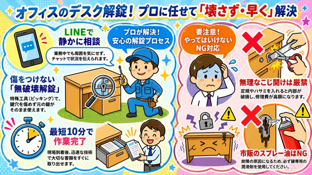 【神奈川県横浜市中区】デスクやキャビネットの鍵を開けたい