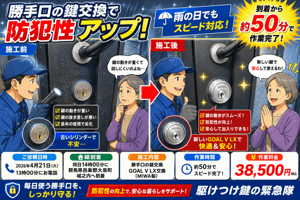 【群馬県邑楽郡大泉町城之内】玄関の鍵を開けたいの画像イメージ