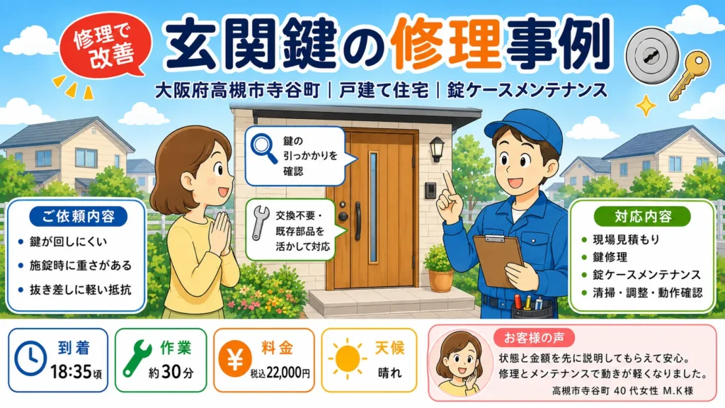 【大阪府高槻市寺谷町】鍵の修理がしたいの画像イメージ