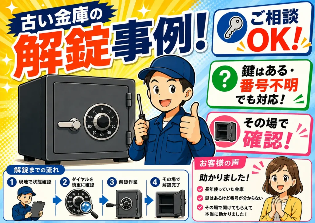 【広島県福山市新涯町】金庫のダイヤルの暗証番号がわかりません