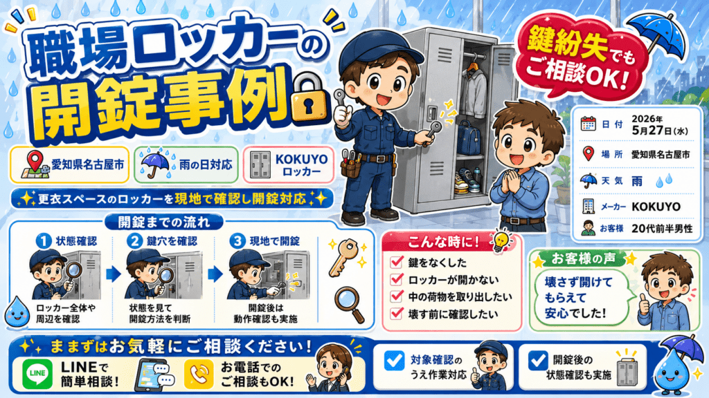 【愛知県名古屋市東区東桜】ロッカーの鍵を開けたいの画像イメージ