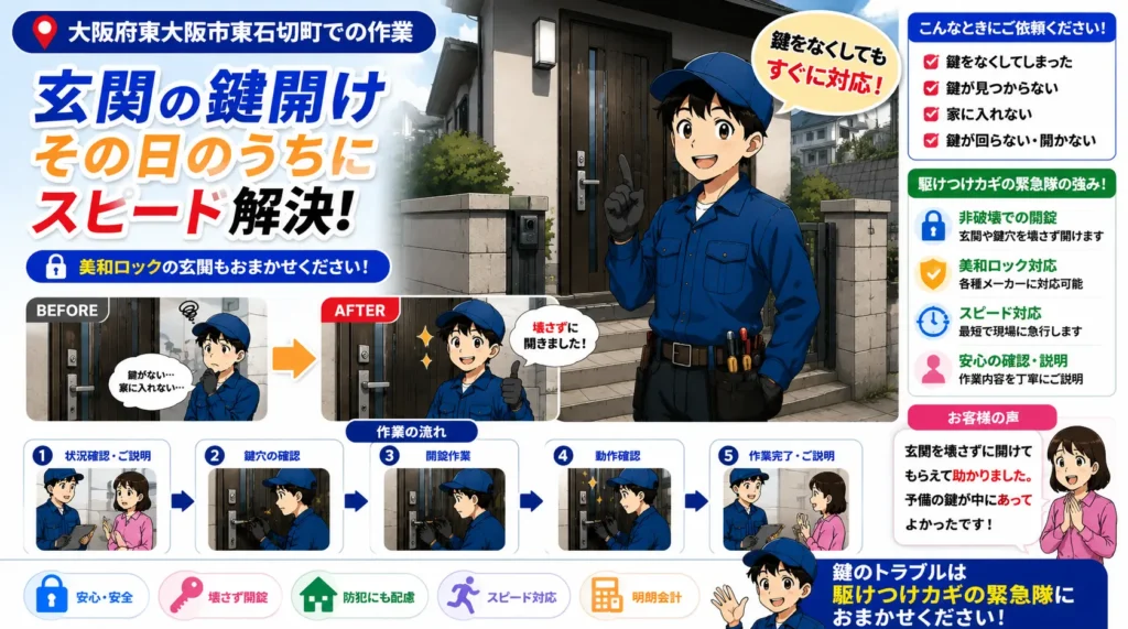 【大阪府東大阪市東石切町】玄関の鍵を開けたい