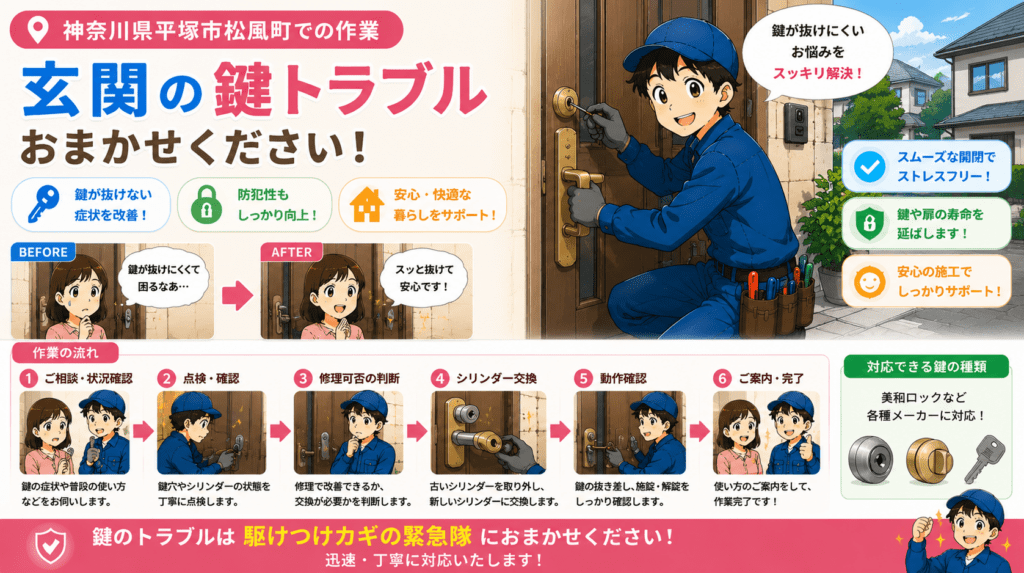 【神奈川県平塚市松風町】鍵の修理がしたいの画像イメージ