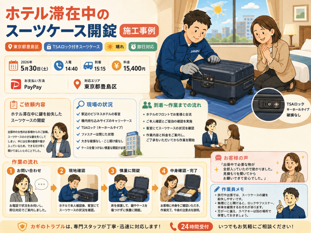 【東京都豊島区東池袋】スーツケースの鍵を開けたいですの画像イメージ