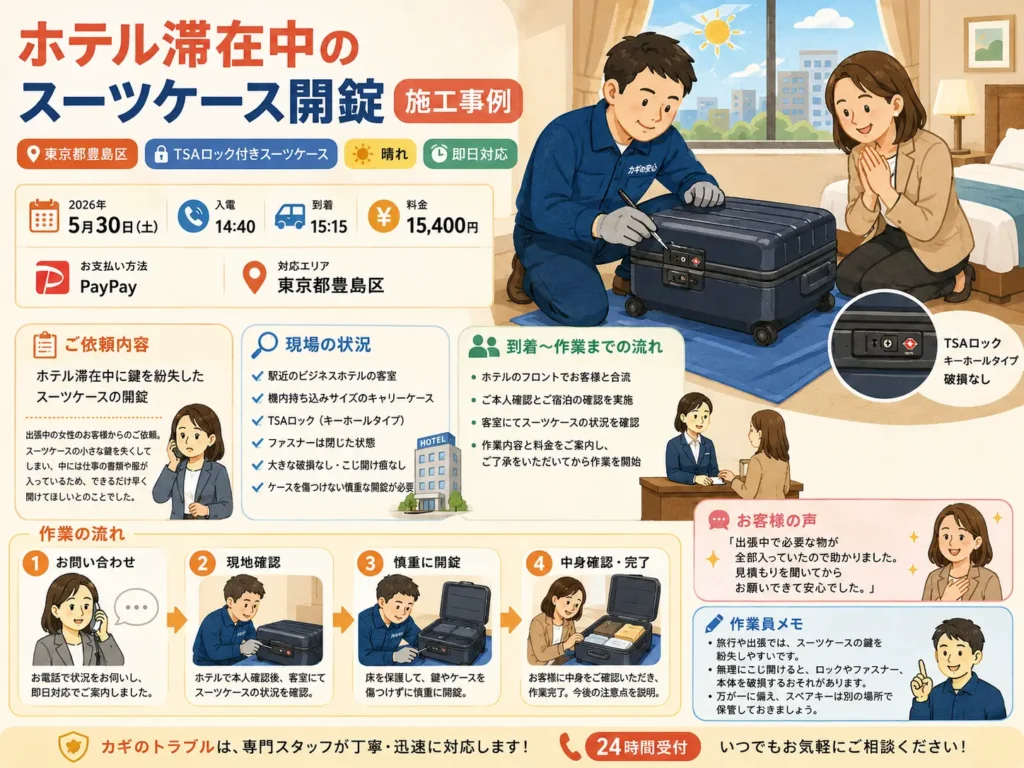 【東京都豊島区東池袋】スーツケースの鍵を開けたいです