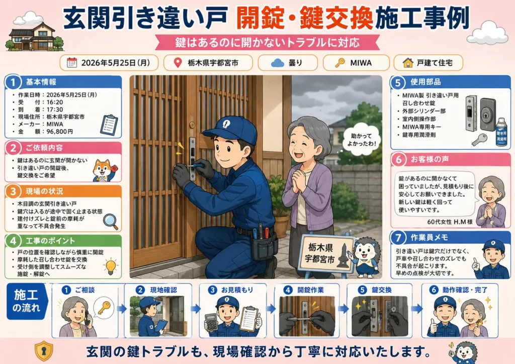 【栃木県宇都宮市陽東】玄関の鍵を開けたいの画像イメージ