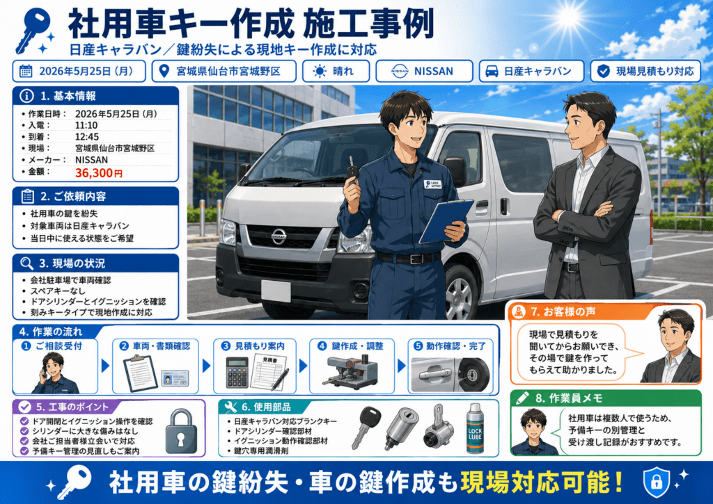 【宮城県仙台市宮城野区田子】紛失した鍵を作成したいの画像イメージ