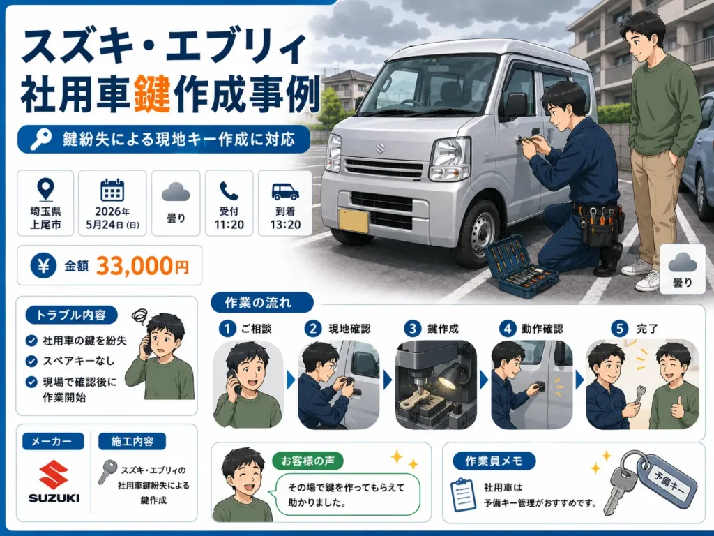 【埼玉県上尾市向山】紛失した鍵を作成したい