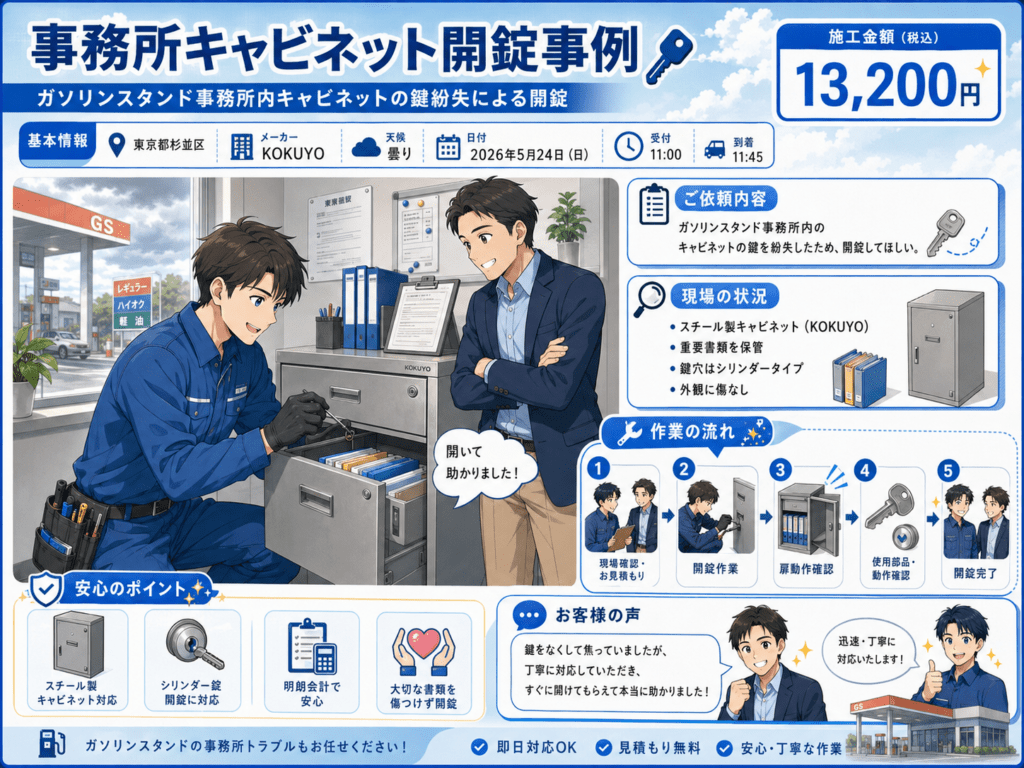 【東京都杉並区浜田山】デスクやキャビネットの鍵を開けたいの画像イメージ