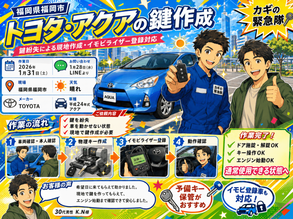 【福岡県福岡市早良区次郎丸】イモビライザー・スマートキーの画像イメージ