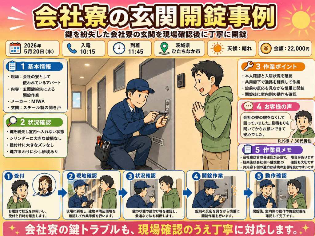 【茨城県ひたちなか市高場】玄関の鍵を開けたい