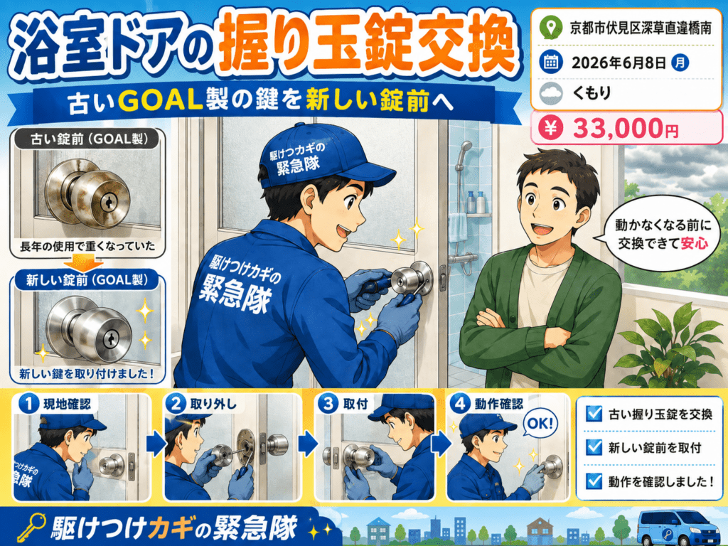 【京都府京都市伏見区深草直違橋南】鍵の交換がしたいの画像イメージ