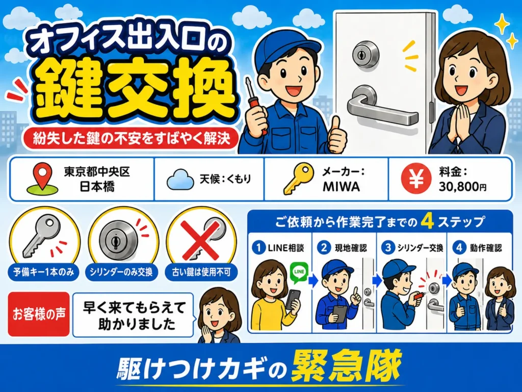 【東京都中央区日本橋】鍵の交換がしたい