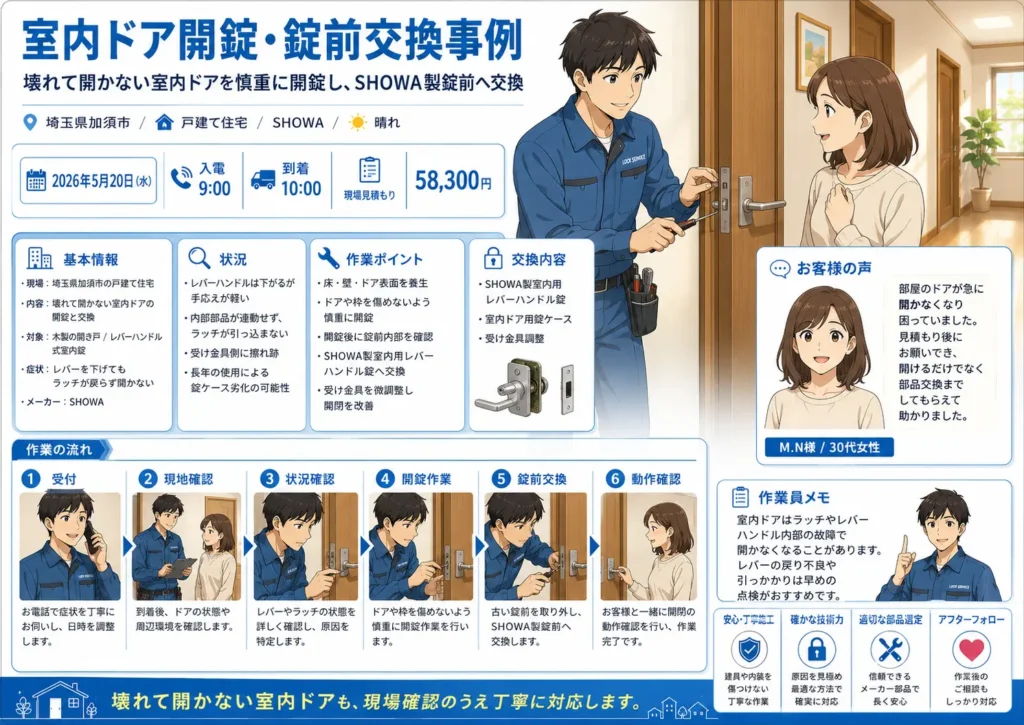 【埼玉県加須市花崎】鍵の修理や調整メンテナンスの画像イメージ