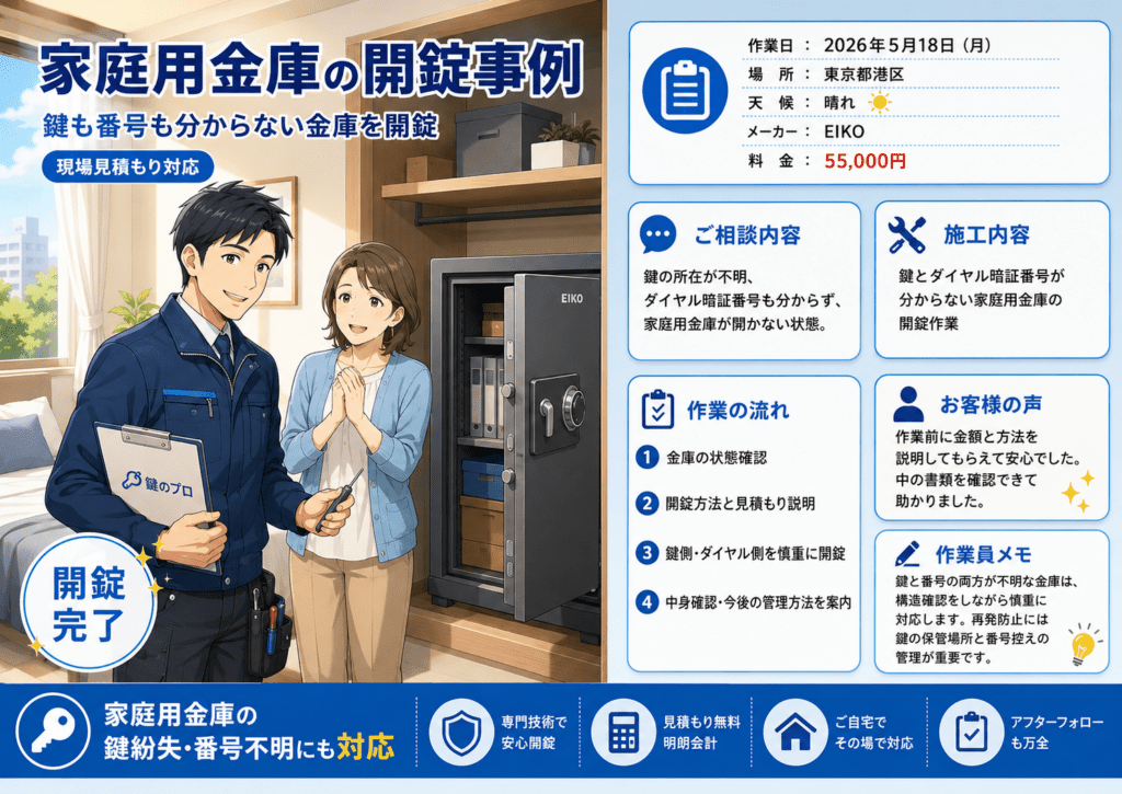 【東京都港区高輪】金庫のカギを開けたい