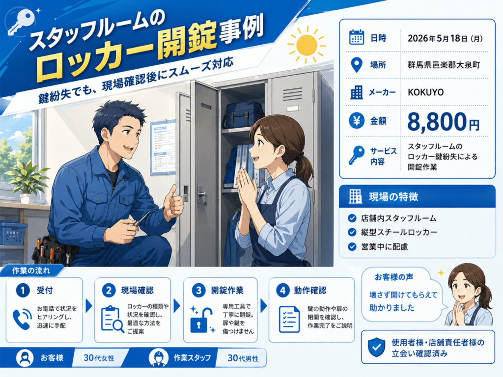 【群馬県邑楽郡大泉町】ロッカーの鍵を開けたい